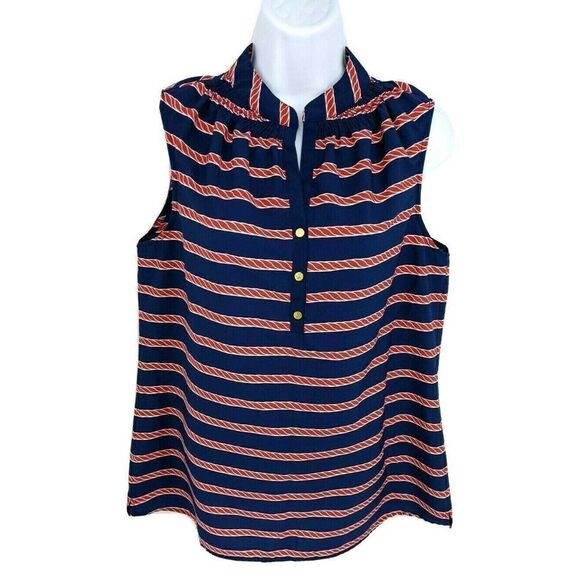 Macbeth Collection Americana Red White Blue Top Shirt Sleeveless V neck Nautical - Picture 1 of 10